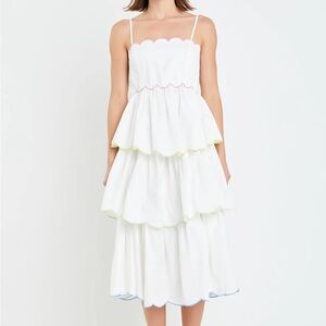 English Factory Scalloped midi dress